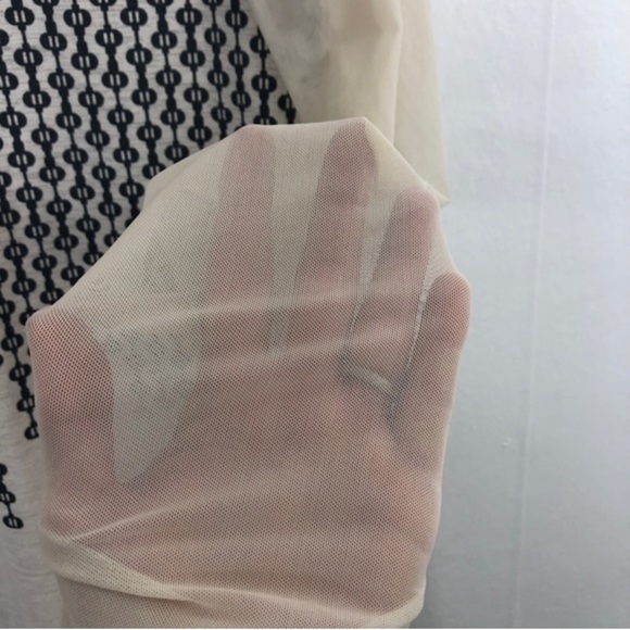 ANGELS NEVER DIE, Unique Sheer Arm Black Print Top, Medium, Small - Picture 4 of 8